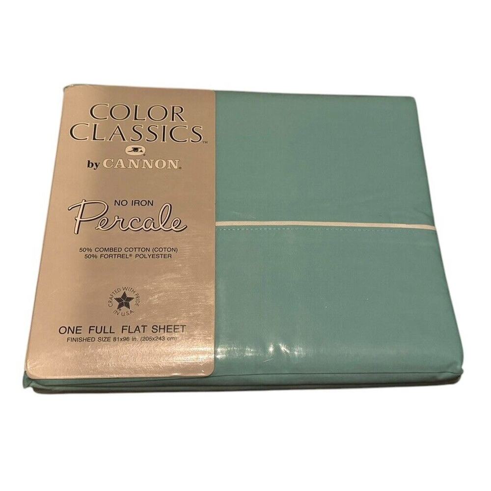 VTG Percale Full Flat‎ Bed Sheet (1) Turquoise Cannon Color Classics NEW SEALED